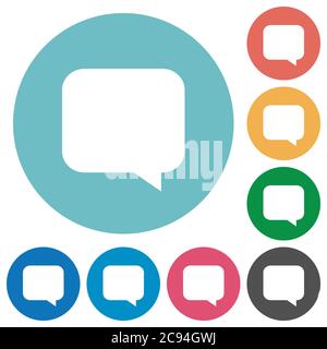 Message bubble flat white icons on round color backgrounds Stock Vector