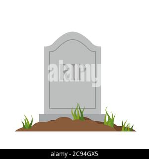 stone tombstone rip,isolated on white background,flat vector illustration Stock Vector