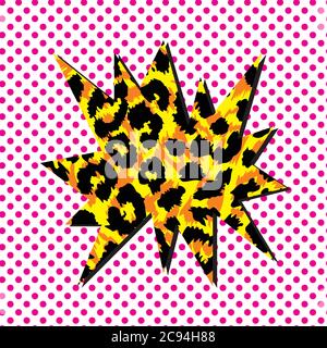 illustration of an explosion in cartoon style on a raster of pink dots Stock Vector