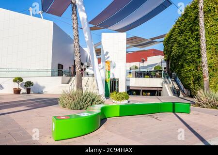 Huelva, Spain - July 27, 2020: Main entrance of Holea Shopping center. Holea is a major mall in Huelva it opened in late 2013. Holea is a outdoor mall Stock Photo