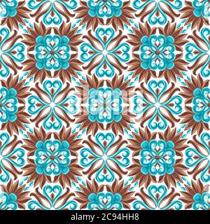 Italian ceramic tile seamless pattern. Mediterranean porcelain pottery. Stock Vector
