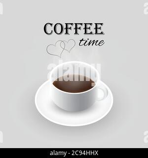 Steaming hot black coffee. Stock Vector