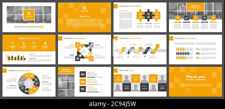 Presentation templates, corporate. Elements of infographics for presentation templates. Annual report, book cover, brochure. Stock Vector