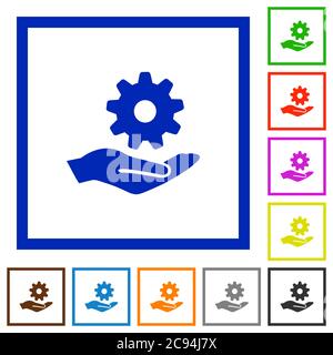 Maintenance service flat color icons in square frames on white background Stock Vector