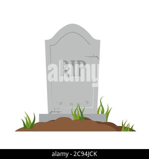 stone tombstone rip,isolated on white background,flat vector illustration Stock Vector