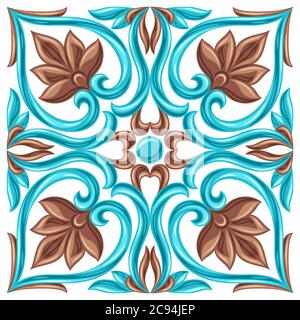 Italian ceramic tile pattern. Mediterranean porcelain pottery. Stock Vector