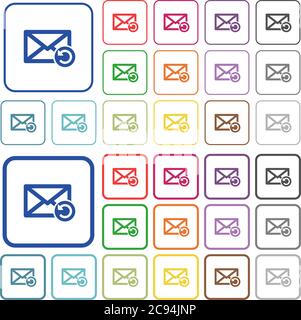 Undelete mail color flat icons in rounded square frames. Thin and thick versions included. Stock Vector