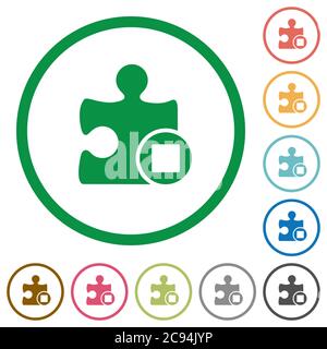 Stop plugin flat color icons in round outlines on white background Stock Vector