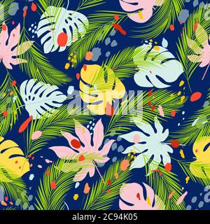 Green palm seamless pattern hawaiian shirt Vector Image