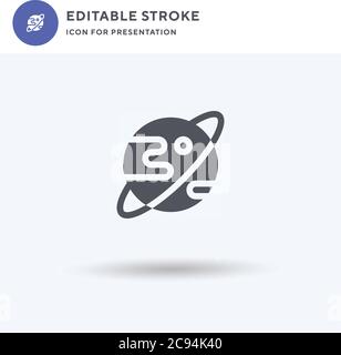 Saturn icon vector, filled flat sign, solid pictogram isolated on white, logo illustration. Saturn icon for presentation. Stock Vector