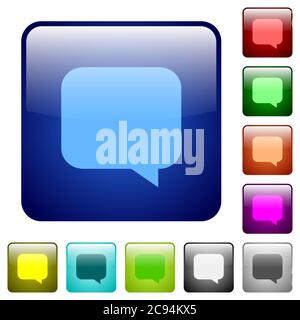 Message bubble icons in rounded square color glossy button set Stock Vector
