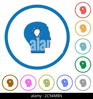 Idea flat color vector icons with shadows in round outlines on white background Stock Vector