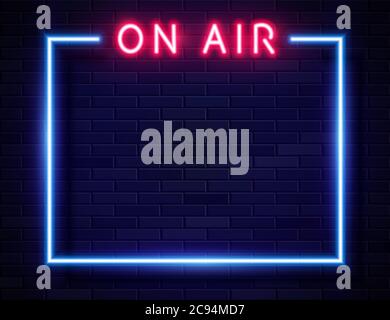 Broadcast studio on air light sign wall Royalty Free Vector