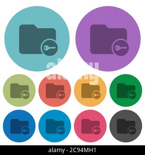 Secure directory darker flat icons on color round background Stock Vector