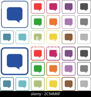 Message bubble color flat icons in rounded square frames. Thin and thick versions included. Stock Vector