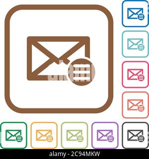 Mail options simple icons in color rounded square frames on white background Stock Vector