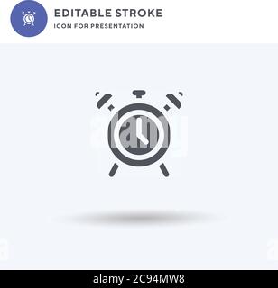Alarm icon vector, filled flat sign, solid pictogram isolated on white, logo illustration. Alarm icon for presentation. Stock Vector