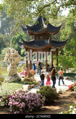 Visitors at the Chinese Garden at the Huntington Gardens in Pasadena, CA Stock Photo