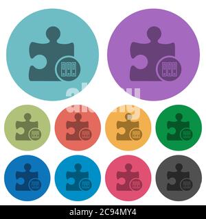Organize plugin darker flat icons on color round background Stock Vector