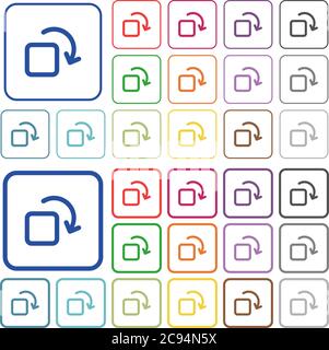 Rotate element color flat icons in rounded square frames. Thin and thick versions included. Stock Vector