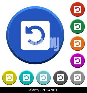 Rotate left round color beveled buttons with smooth surfaces and flat white icons Stock Vector