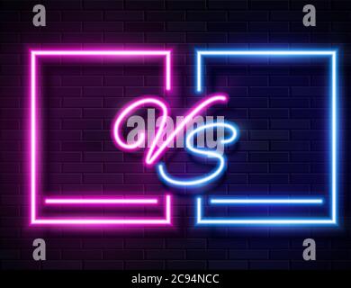 Vector Retro Neon Blue and Pink Glowing Versus Frames Stock Vector