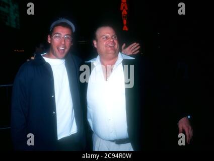 Century City, California, USA 7th February 1996 Actor Adam Sandler and actor Chris Farley attend Universal Pictures 'Happy Gilmore' Premiere on February 7, 1996 at Cineplex Odeon Century Plaza Cinemas in Century City, California, USA. Photo by Barry King/Alamy Stock Photo Stock Photo