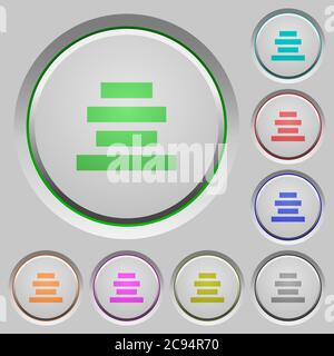 Text align center color icons on sunk push buttons Stock Vector