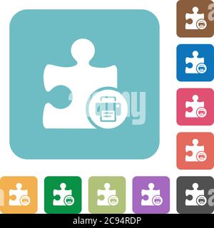 Printer plugin white flat icons on color rounded square backgrounds Stock Vector