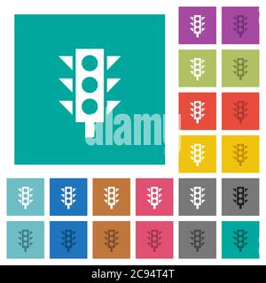 Traffic light multi colored flat icons on plain square backgrounds. Included white and darker icon variations for hover or active effects. Stock Vector