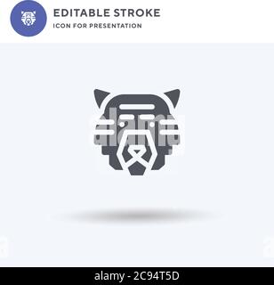 Tiger icon vector, filled flat sign, solid pictogram isolated on white, logo illustration. Tiger icon for presentation. Stock Vector