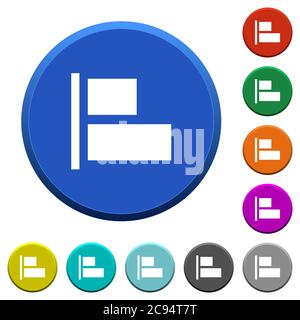 Align to left round color beveled buttons with smooth surfaces and flat white icons Stock Vector