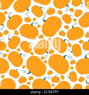 Pumpkin seamless pattern. Harvest concept. Isolated on white background. Vector stock illustration. Stock Vector