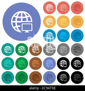 Remote terminal multi colored flat icons on round backgrounds. Included white, light and dark icon variations for hover and active status effects, and Stock Vector
