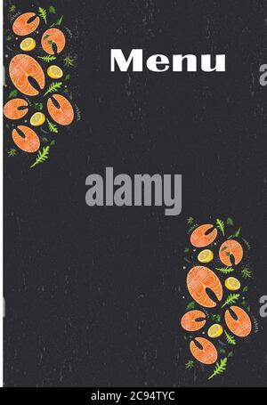 Beautiful seafood menu - vector template for restaurant Stock Vector