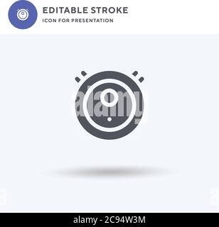 Robot Vacuum icon vector, filled flat sign, solid pictogram isolated on white, logo illustration. Robot Vacuum icon for presentation. Stock Vector