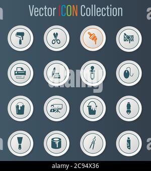 Art tools icons set Stock Vector