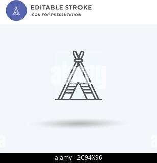 Teepee icon vector, filled flat sign, solid pictogram isolated on white, logo illustration. Teepee icon for presentation. Stock Vector