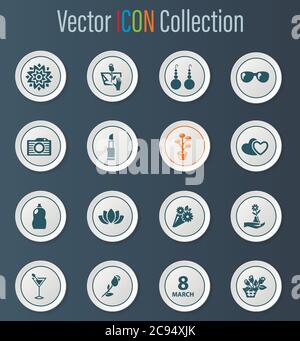 Women's Day icons set Stock Vector