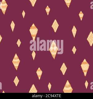 Kites lined up orange diamond shape on red background seamless vector pattern surface design Stock Vector