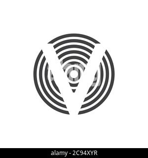 letter v arrow stripes circle simple logo vector Stock Vector