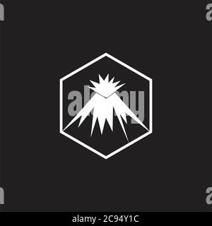 volcano mountain hexagon simple logo Stock Vector