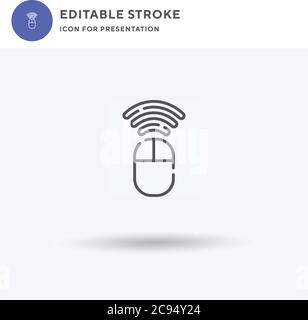 Wireless Mouse icon vector, filled flat sign, solid pictogram isolated on white, logo illustration. Wireless Mouse icon for presentation. Stock Vector