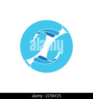 two helping hand gradient design team work symbol vector Stock Vector