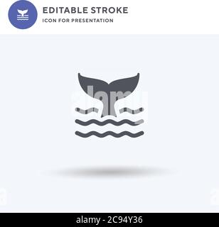 Whale icon vector, filled flat sign, solid pictogram isolated on white, logo illustration. Whale icon for presentation. Stock Vector
