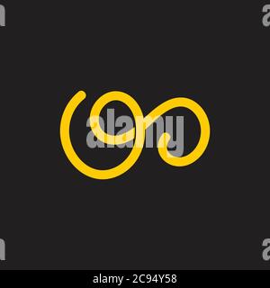 letter qo ribbon lien curves logo vector Stock Vector