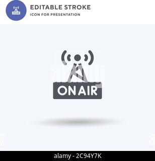 On Air icon vector, filled flat sign, solid pictogram isolated on white, logo illustration. On Air icon for presentation. Stock Vector