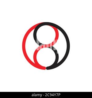 number 8 simple linked circle logo vector Stock Vector