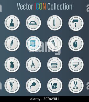 Art tools icons set Stock Vector