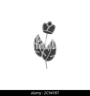 rose tree simple geometric beauty symbol logo decor vector Stock Vector